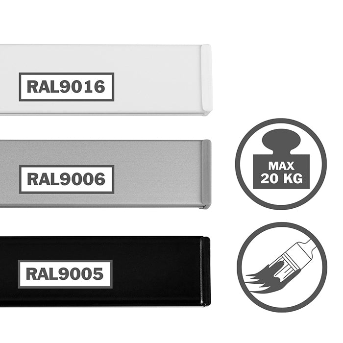 Rail clips STAS, en aluminium, pour un support mural solide.