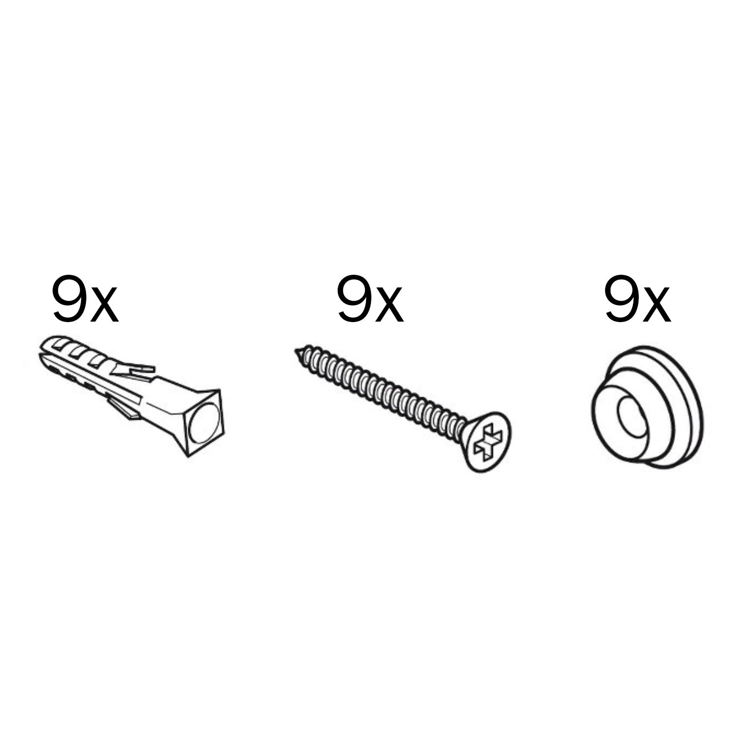 Kit d'installation de rail (300 cm): Fixation facile avec 9 clips, vis et bouchons pour rails STAS de divers types.
