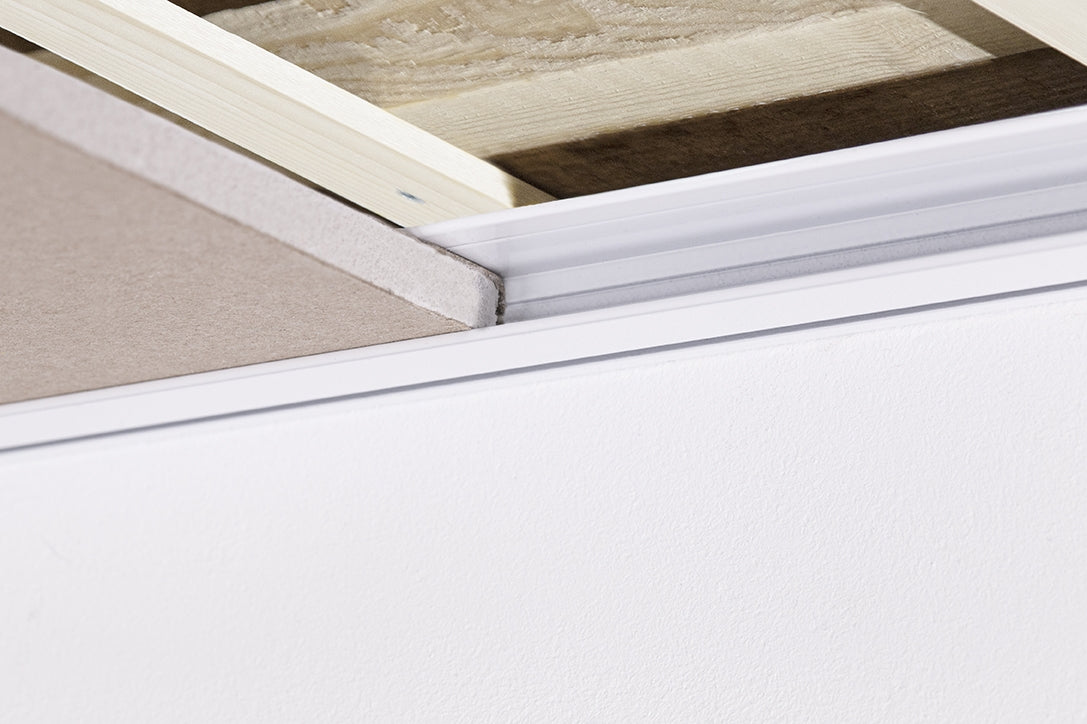 STAS rail plafond 200cm en aluminium, poids supporté 25kg/m, pour faux plafonds élégants.