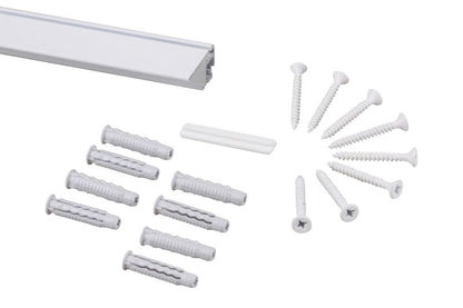 STAS prorail flat 200 cm blanc, presque invisible, idéal pour montage plafond avec kit complet.