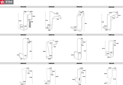 Crochet pour cloison STAS alu verwol type 2
