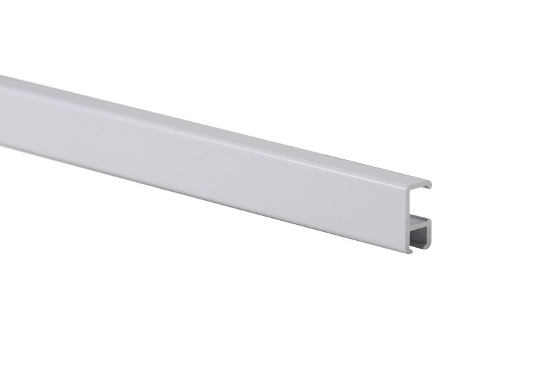 Cimaise STAS 300 cm, design mince, 25 kg/m, disponible en blanc, noir, argenté.