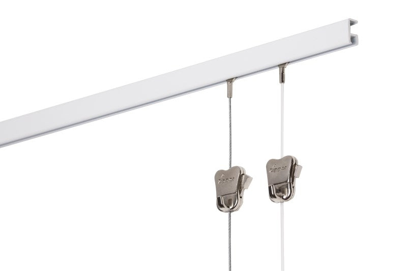 Cimaise STAS minirail 300 cm, 9x16 mm, aluminium, pour déco légère à moyenne.
