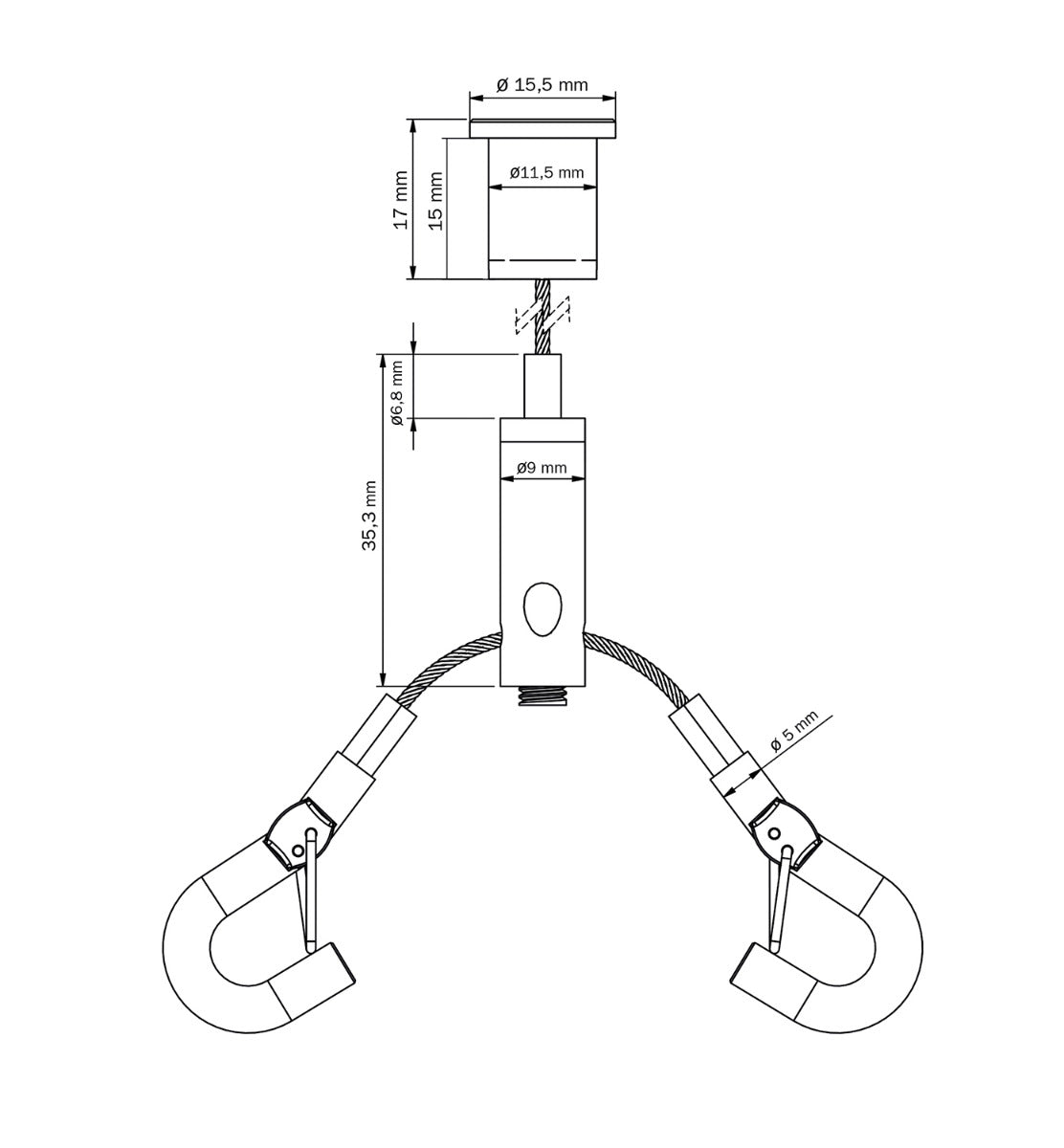 STAS kit de suspension avec crochet de sécurité et boucle réglable –