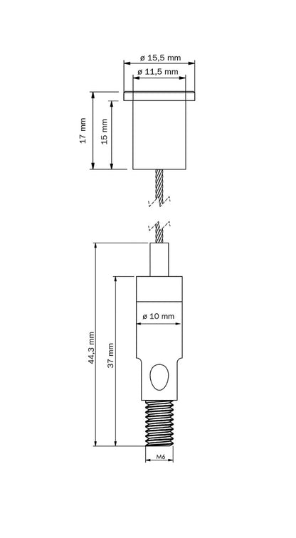 STAS kit de suspension avec préhenseur filetage M6 et montage au plafond