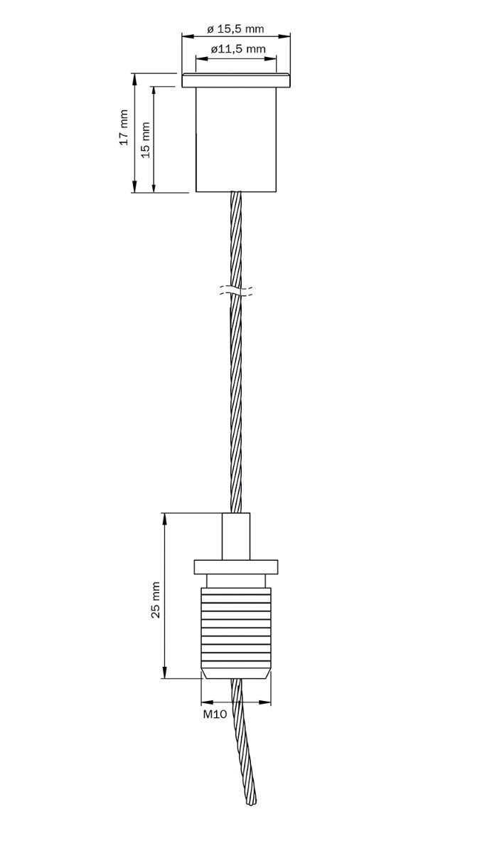 STAS kit de suspension avec serre-câble filetage M10 et montage au plafond