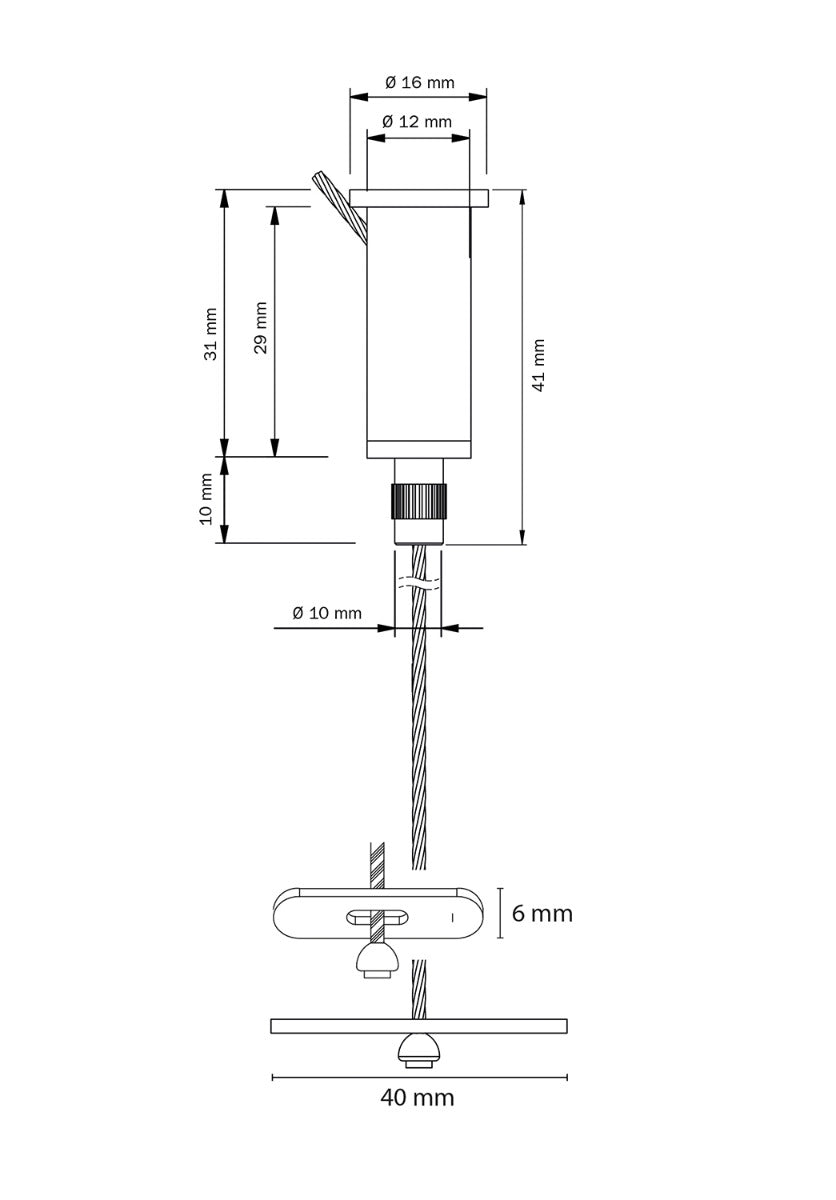 STAS kit de suspension avec ancre transversale et fixation au plafond réglable