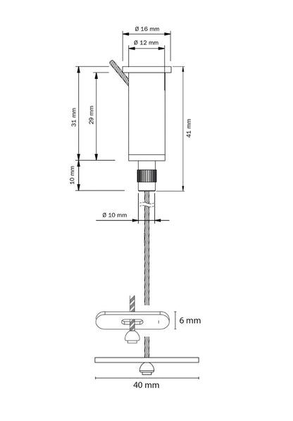 STAS kit de suspension avec ancre transversale et fixation au plafond réglable