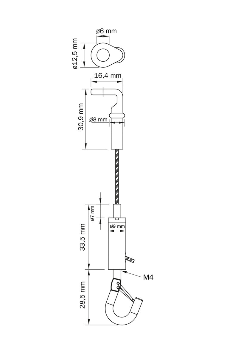STAS kit de suspension avec crochet de sécurité et fixation à oeillet (90°)