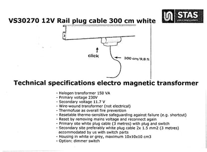 VS30270 - STAS kabel 300 cm wit